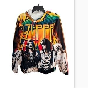 LED ZEPLIN all over print hooded sweatshirt size medium